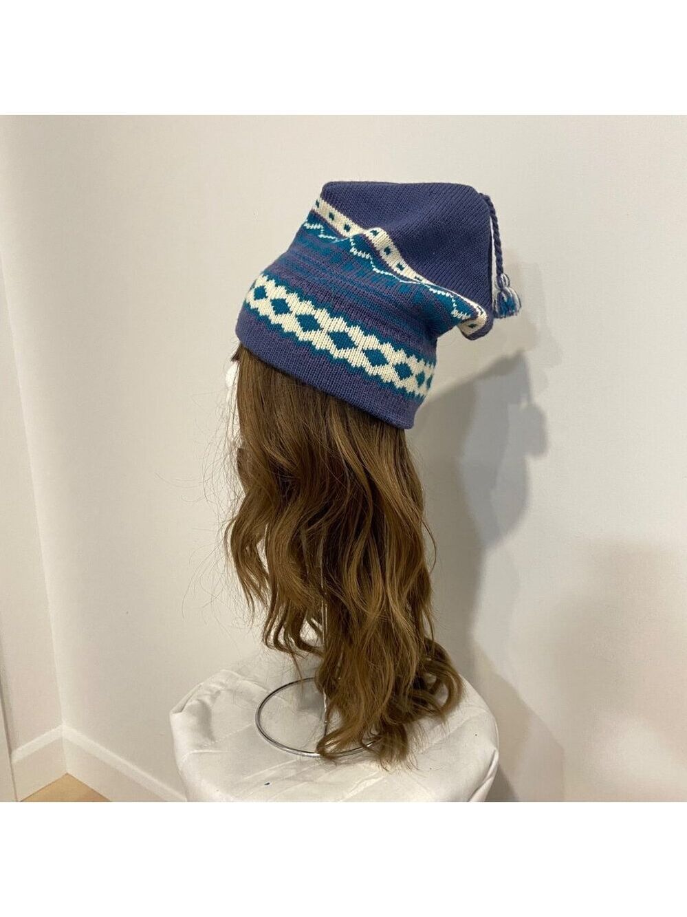 Orage 100%Wool Beanie Slouchy Tassel Fair Isle Knit Streetwear unisex Winter Hat - Picture 2 of 14